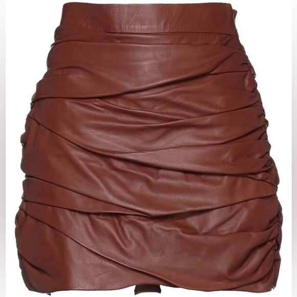 Zeynep Arcay Leather Draped Mini Skirt 4 & 8 - Picture 1 of 9